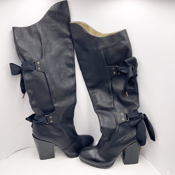 {Vanessa Bruno} Leather & Bows Over Knee Boots - Picture 10 of 16